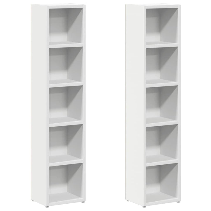 vidaXL CD-Regal, 2er-Set, 21x16x93,5 cm, Weiss, Holzwerkstoff, Vitrinenschrank mit Fach, Aufbewahrun