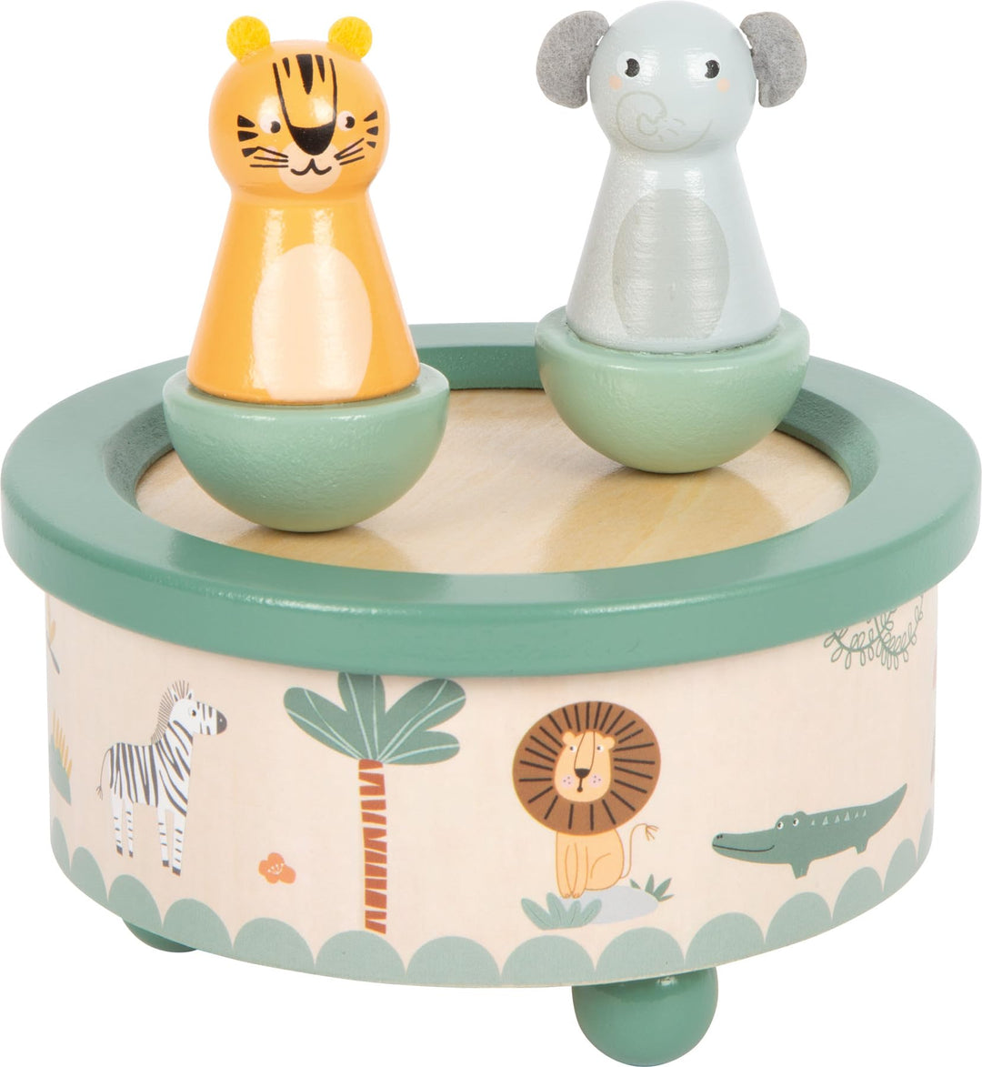 small Foot Spieluhr „Safari“ aus FSC® 100%-zertifiziertem Holz, kindgerecht gestaltet mit Tiger und