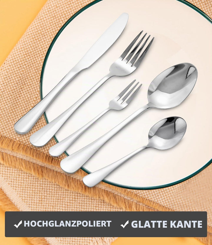 Besteck Set 12 Personen, 60 teilig Edelstahl Bestecksets, mit Steakmesser, Elegantes Essbesteck, Hoc