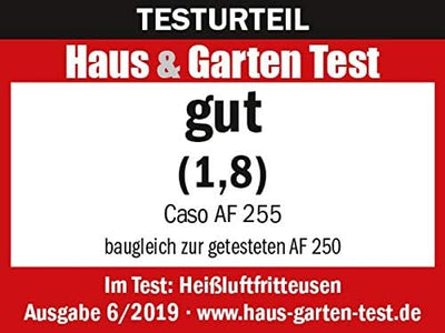 CASO | AF 255 Heissluftfritteuse 3 L, inkl. Grill-Rost | 1 kg, 60-200°C, Leistungsstark 1400 W, ohne