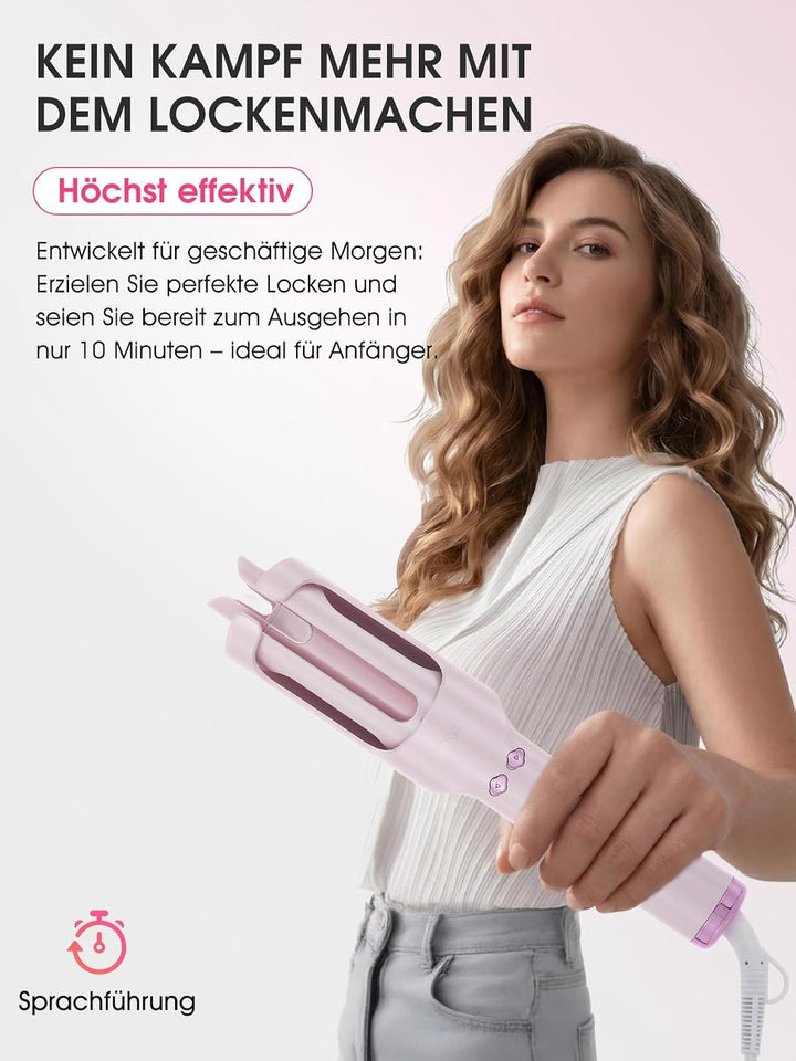 Automatik Lockenstab mit Kaltluft &amp; Ionen, 30mm Auto Curler Rosa 30mm, Rosa 30mm