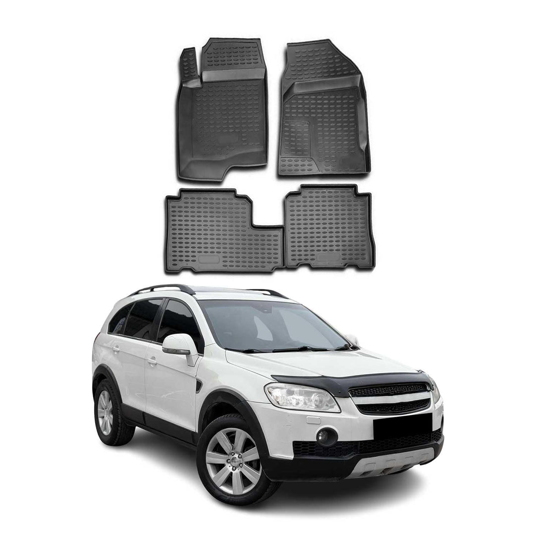 OMAC Gummimatten Fussmatten kompatibel mit Chevrolet Captiva 2006-2018 TPE Matten Schwarz 4X Fussmat