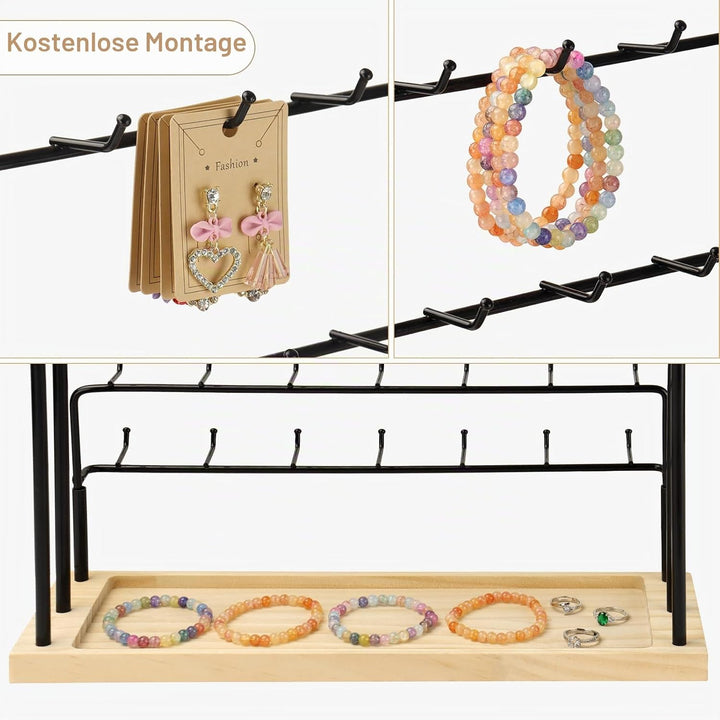 Ohrring-Display für Händler, 6 Etagen, 42 Haken, Holz, Ohrring-Präsentationsständer für Ohrringe, Ha
