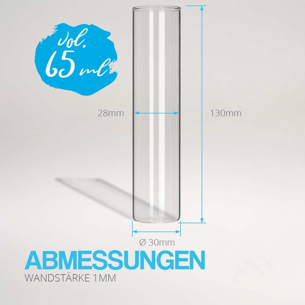 Tuuters 25 Stück Glas Gewürzgläser mit Verschluss Deckel (130 x Ø30mm) | Kleine Glasfläschchen mit N