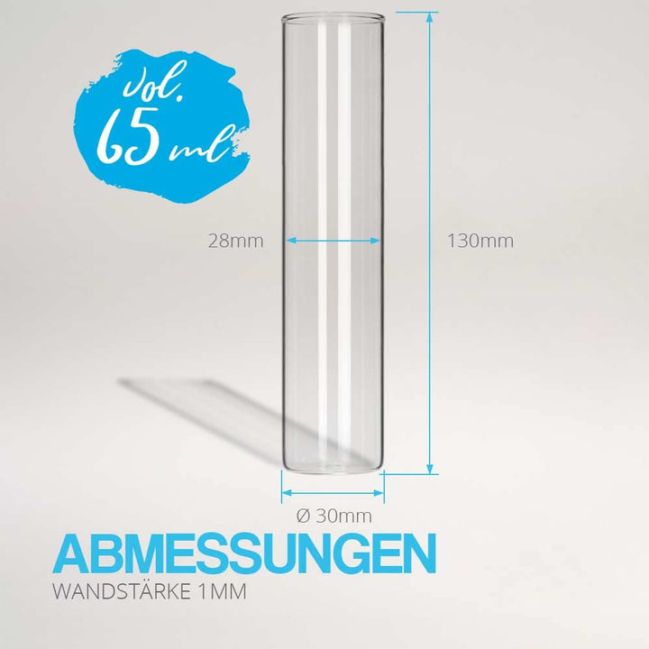 Tuuters 25 Stück Glas Gewürzgläser mit Verschluss Deckel (130 x Ø30mm) | Kleine Glasfläschchen mit N