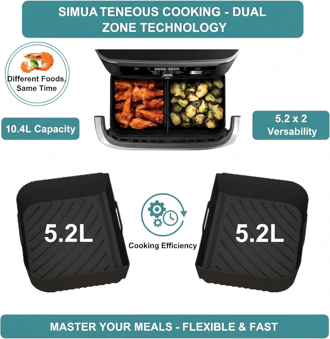 Szyeequoo Airfryer Silikonform Set für Ninja Foodi FlexDrawer AF500EU/AF500EUCP 10,4L, 1×10,4L + 2×5
