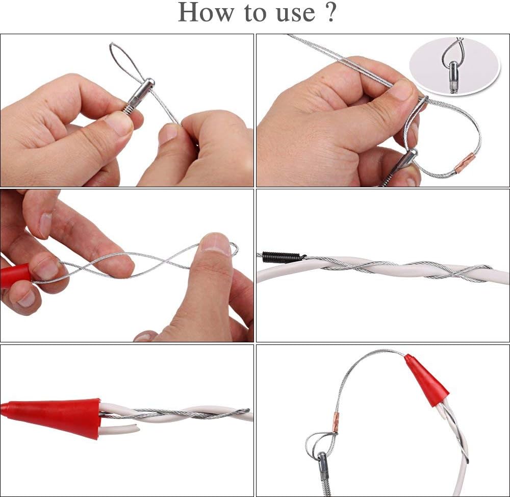 QZATACAEN Fish Line Wire Puller Through Wall Wire Threader Fish Plus Fish Cable Lock with Easy Grip