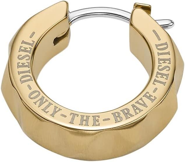 Diesel Ohrringe Für Männer Stahl, Länge: 14.15mm, Breite: 4.5mm, Höhe: 15.3mm Gold-Edelstahl-Ohrring