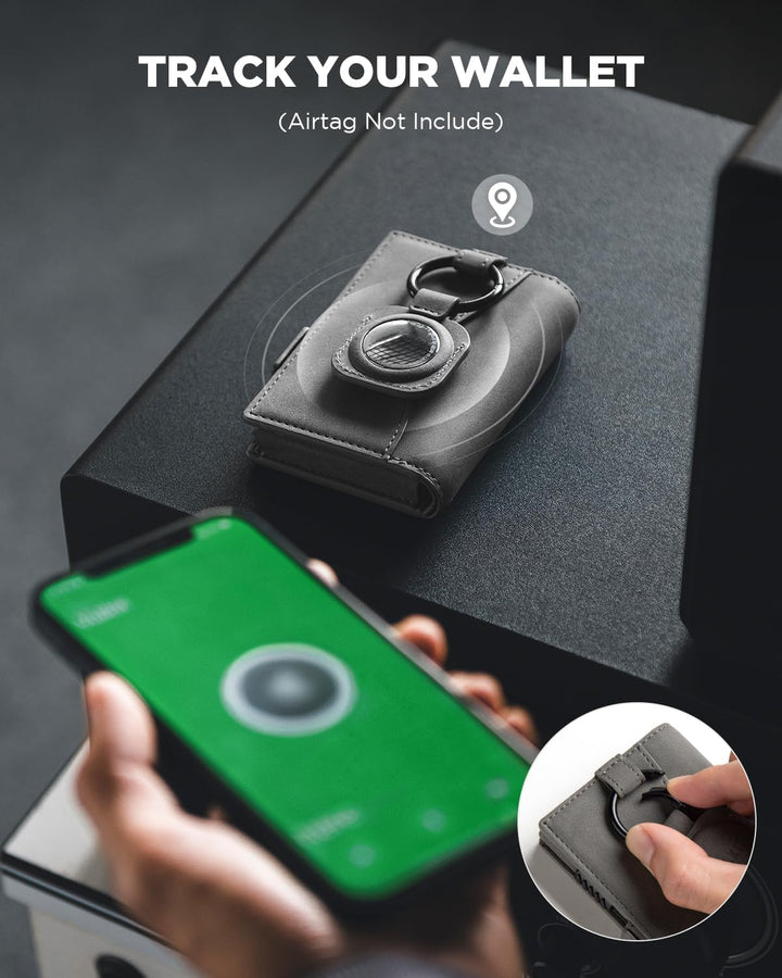 VULKIT Kreditkartenetui mit Airtag-Halter, RFID-blockierendes Kartenetui aus Metall, Magnetverschlus