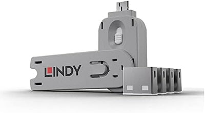 LINDY 40454 USB Typ A Port Schloss, weiss Grau 3722 Jahre vor Ort Garantie, Grau 3722 Jahre vor Ort