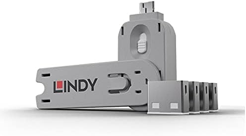 LINDY 40454 USB Typ A Port Schloss, weiss Grau 3722 Jahre vor Ort Garantie, Grau 3722 Jahre vor Ort