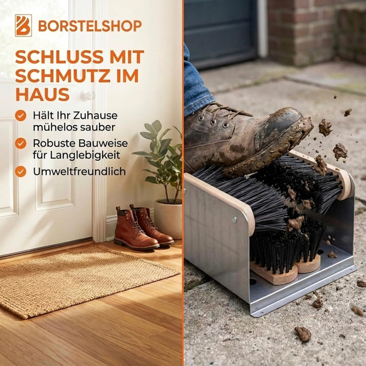 Borstelshop Schuhabstreifer mit Halterung - Fussabtreter Aussenbereich - Fussabtreter Aussen - Schuh