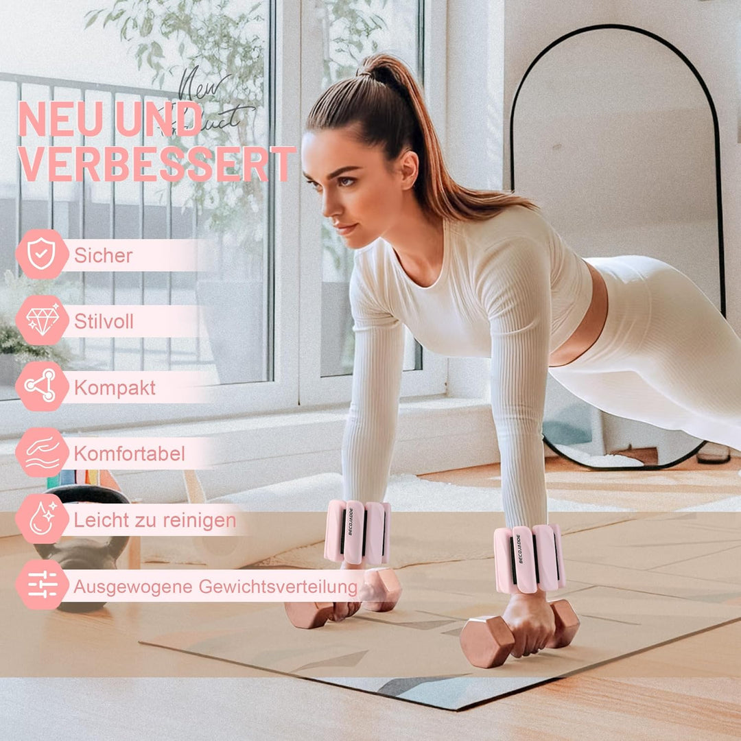 BECOJADDE Gewichtsmanschetten fuss 0.45 KG / 0.9 KG Je Gewichte für Beine und Arme Set 2 Ankle Weigh