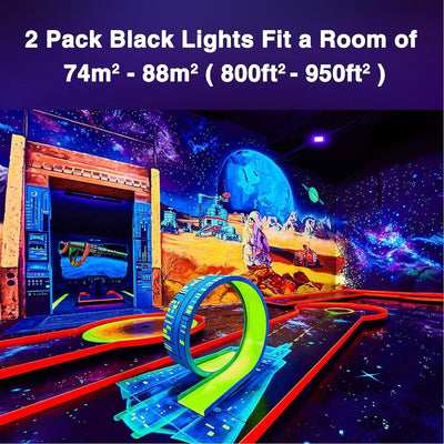 Onforu 2er 50W LED UV Strahler, Schwarzlicht Strahler mit Stecker, IP66 Wasserdicht Schwarzlichtlamp