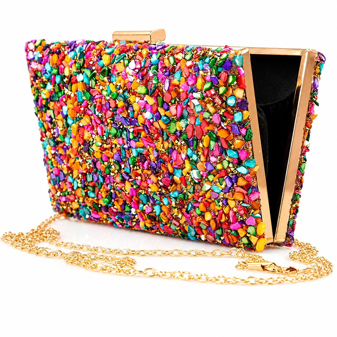 Complementos La Monsita Bunte Partytasche mit Kette, bunt, De mano, Modern