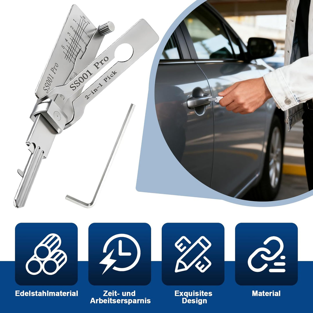 SS001 PRO Hauptschlüssel-decoder aus edelstahl,lishi 2-in-1 lock pick und Pick-Werkzeuge,Autoschlüss