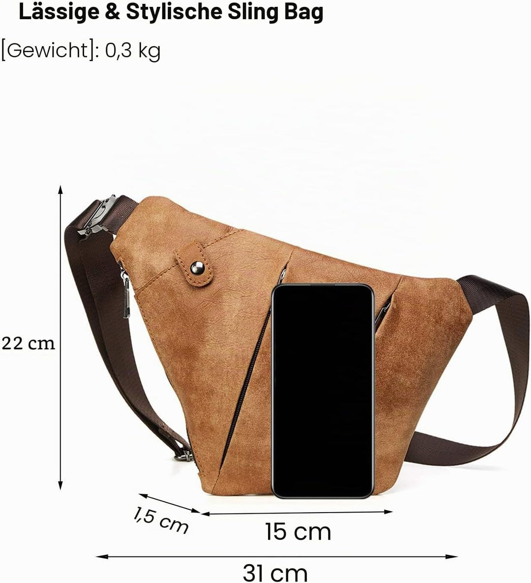 FANDARE Neu Brusttasche Segmentiert Schultertasche Herren Sling Bag Leder Crossover Rucksack Umhänge