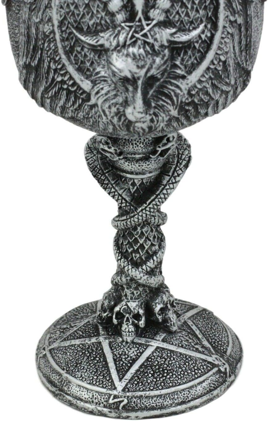 Weinkelch aus Polyresin mit Edelstahlrand, Satanischer Kult Baphomet