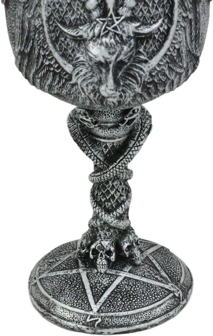 Weinkelch aus Polyresin mit Edelstahlrand, Satanischer Kult Baphomet