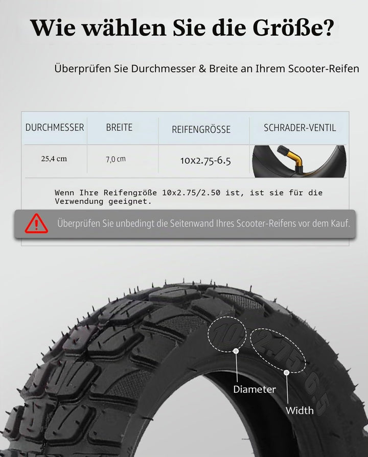 10 x 2,75 – 6,5 Zoll Innen- und Aussenreifen für Kugookirin G3, Speedway V2, Dualtron 3 und andere R