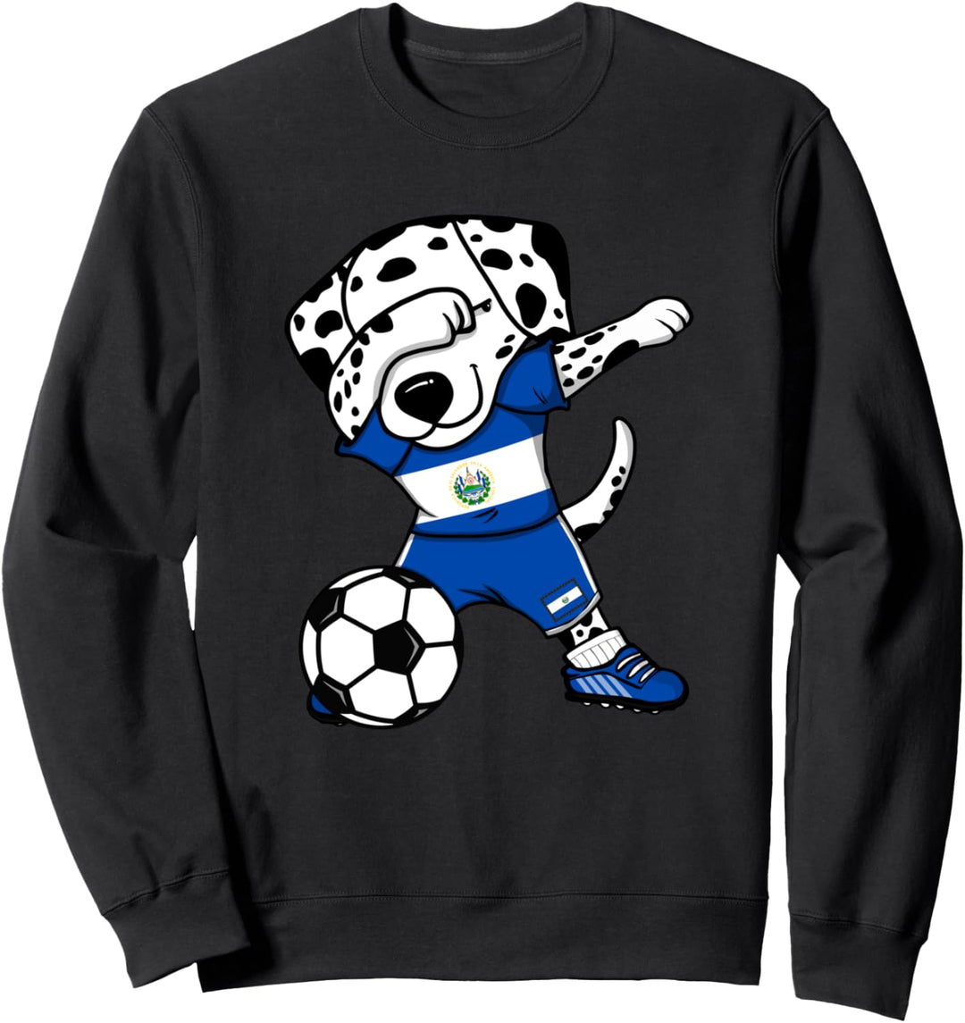 Dab Dalmatiner El Salvador Fussball Salvadorianische Flagge Sweatshirt
