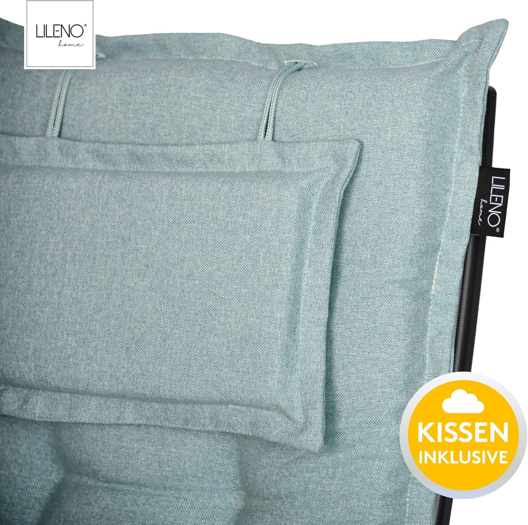 LILENO HOME Gartenstuhl Auflagen als [2er Set - Hochlehner] in Aqua - Bequeme Liegen als Sitzauflage