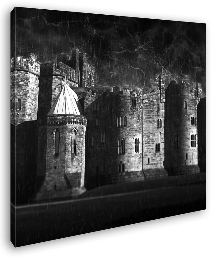 deyoli alte steinerne Burg Format: 70x70 Effekt: Schwarz&Weiss als Leinwandbild, Motiv fertig gerahm