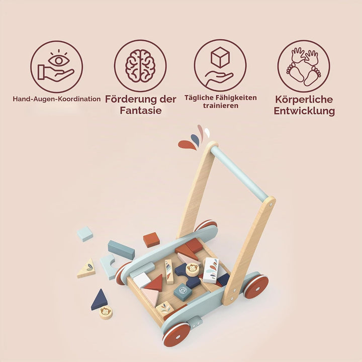 Speedy Monkey Lauflernwagen mit Bausteinen und Bremssystem für mehr Sicherheit 34,9x24,9x40cm bunt,