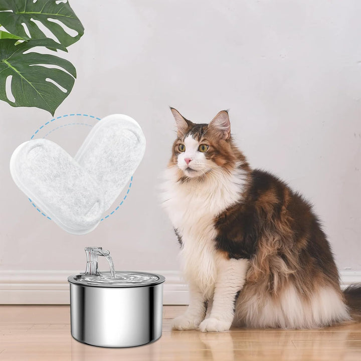 Katzenbrunnen Filter, 12 Stück Filter + 12 Stück Schaumstofffilter für 2L/3,2L/4L Katzen Trinkbrunne