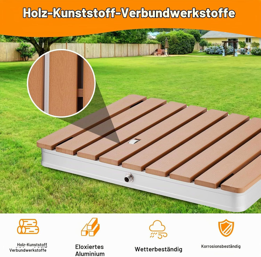 Bodendusche Gartendusche Rechteckig mit Fussrad-Steuerung bis 3,5m Höhe, Outdoor Dusche UV-beständig