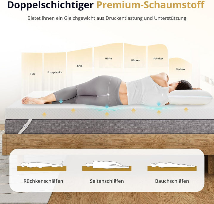 EGOHOME Matratzen Topper 160x200cm H2 H3, Matratzentopper 160x200 mit Viscoschaum &amp; Komfortschaum, M