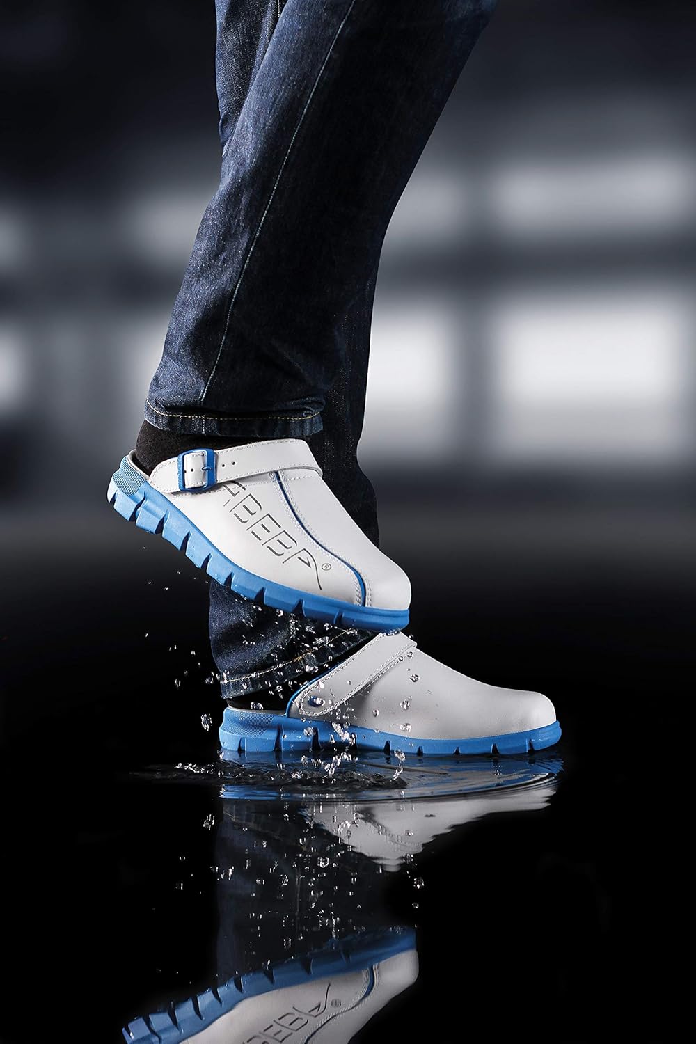 Abeba Berufsschuh-Clog Herren 7313 tools, Weiss Rot mit Aufdruck, 42 EU, 42 EU