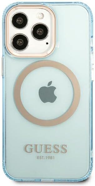 Guess GUHMP13LHTCMB Hülle für iPhone 13 Pro / 13 6,1" blau/Blue Hard case Gold Outline Translucent