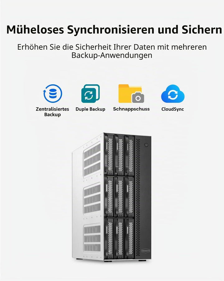 TERRAMASTER T9-450 9Bay NAS Storage - Hochgeschwindigkeits-Network Attached Storage mit Quad-Core CP