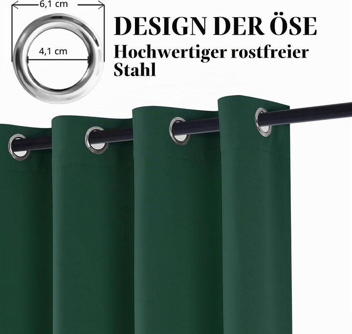 Hiasan Verdunklungsvorhänge Gardinen mit Ösen,Waldgrün Blickdicht Vorhänge,2 Stück,117 x 137 cm (Bre