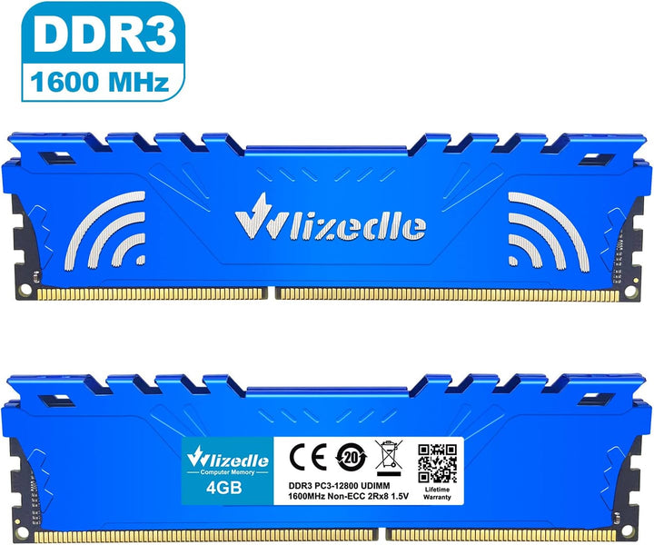 DDR3 Desktop Memory RAM 4GB 1600MHz CL11 UDIMM, PC Arbeitsspeicher PC3-12800 240-Pin 1,5V Non-ECC 2R