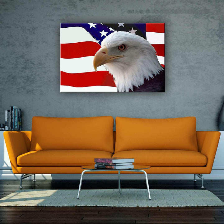 Startonight Bilder Amerikanischer Adler auf der Flagge, Leinwandbilder Moderne Kunst, Tiere Wanddeko