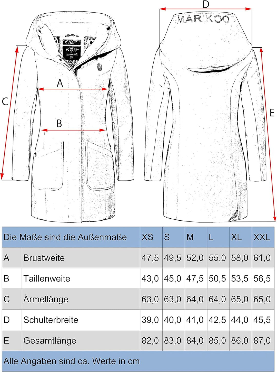MARIKOO Damen Mantel in Wollmantel-Optik Warmer Trenchcoat mit Kapuze Maikoo XS-5XL S Pastel Yellow,