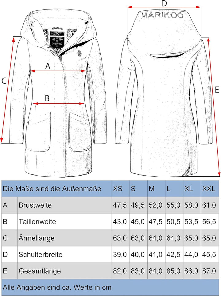 MARIKOO Damen Mantel in Wollmantel-Optik Warmer Trenchcoat mit Kapuze Maikoo XS-5XL S Pastel Yellow,