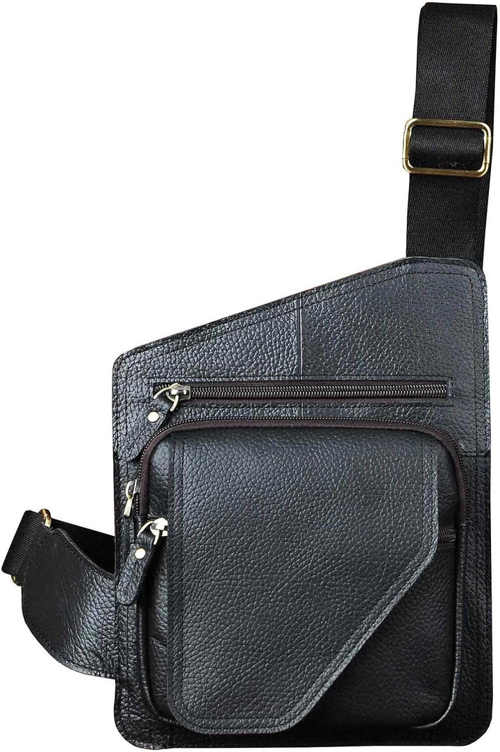 Le’aokuu Herren Echtes Leder Brusttasche Crossbody Bag Sling Bag Schultertasche Gurteltasche Umhänge