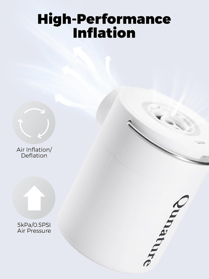 Mini Luftpumpe Elektrisch, 2 in 1 Tragbar, 5kPa &amp; 1500mAh Akku | 5 Düsen zum Aufblasen und Entleeren
