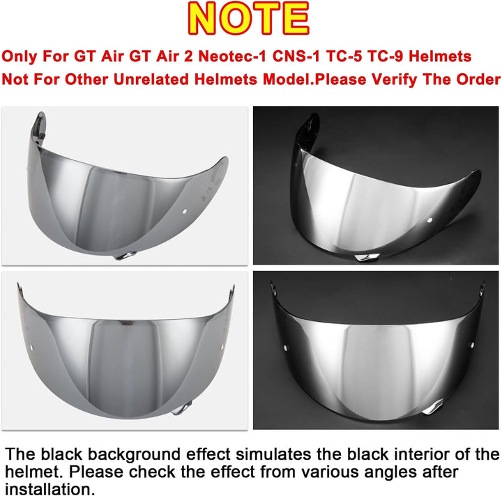 PSLER Helm Visier Verspiegelt für Shoei GT Air GT Air 2 TC-5 TC-9 Neotec CNS-1,Helmvisier Getöntes V