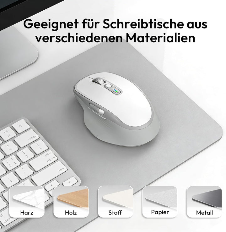 Bluetooth Kabellose Maus mit Daumenrad, Wiederaufladbare Dual(Bluetooth 5.0 &amp; 2,4 GHz), Geräuscharme