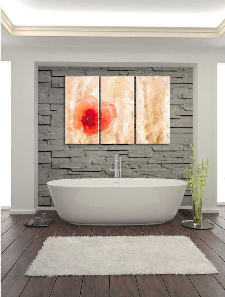 Pixxprint Mohnblume im Kornfeld als Leinwandbild 3 teilig/Grösse: 3 Teilig (120x80) / Wandbild/Kunst