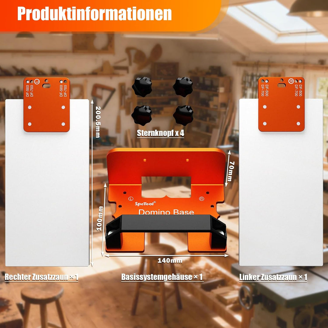 SpeTool Aluminium-Domino-Auflage, kompatibel mit Festool Domino DF-500 und DF-700