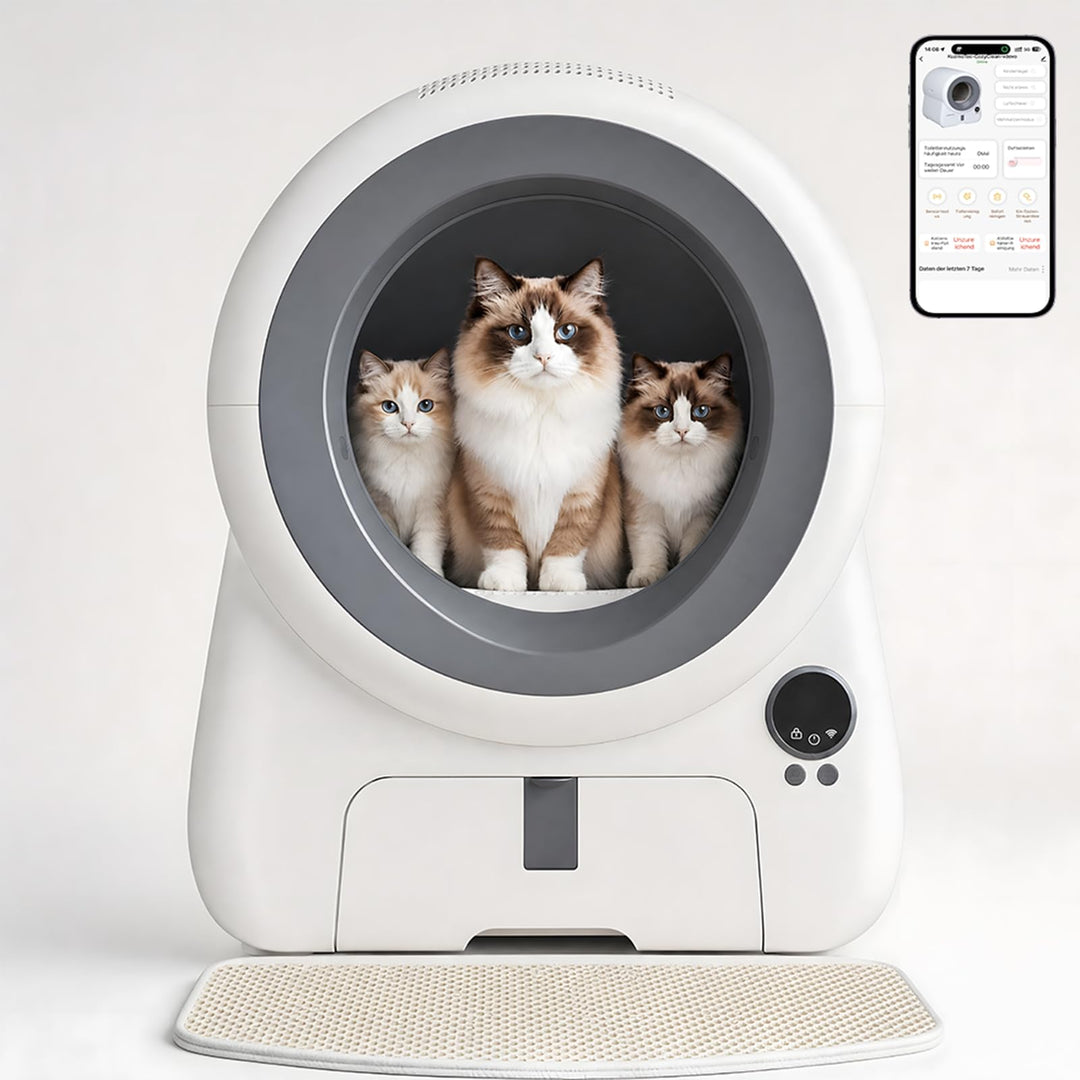 JUMMICO Automatisches Selbstreinigende Katzentoilette, XXXL 100L Innenvolumen, 12L Sammelbehälter, A