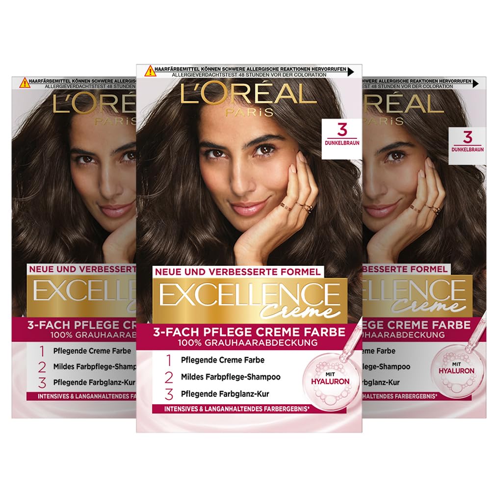 L'Oréal Paris Permanente Haarfarbe, 100% Grauhaarabdeckung, Haarfärbeset mit Coloration, Shampoo und