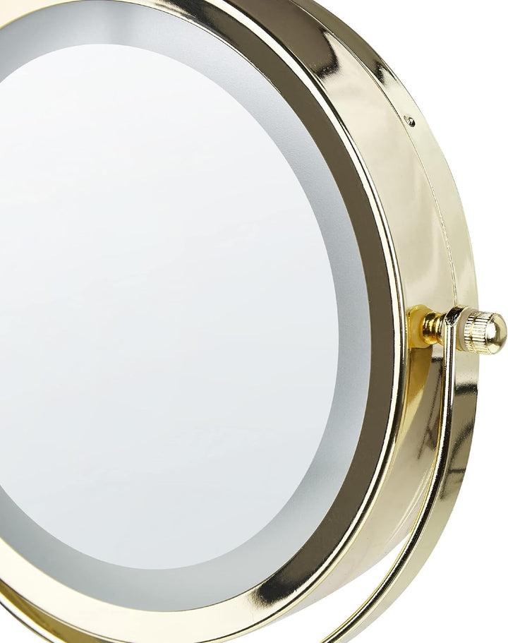 Kosmetikspiegel mit LED-Beleuchtung gold/schwarz ø 26 cm doppelseitig Savoie
