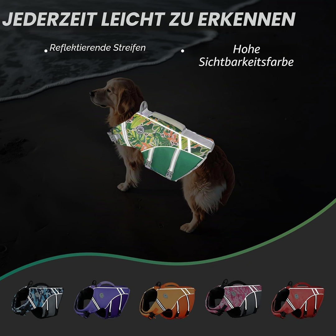 VIVAGLORY Hunde Schwimmweste Sports Style Hundeschwimmweste, S, Grün | Hundeweste Schwimmen Rettungs