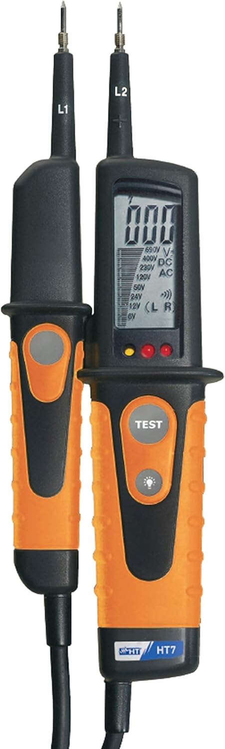HT-Instruments Digitaler Spannungsprüfer, mit Lastzuschaltung, 0V bis 690V AC/DC, CAT IV 600V, HT7,